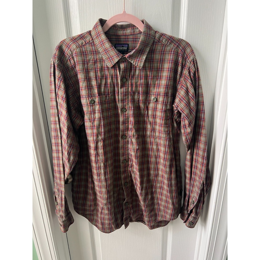 Patagonia Mens Flannel Shirt Organic Cotton Plaid Long Sleeve Size M